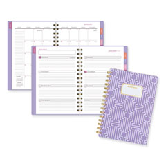 AT-A-GLANCE® Badge Geo Weekly/Monthly Planner, 8.5 x 6.38, Purple/White/Gold Cover, 13-Month (Jan to Jan): 2024 to 2025