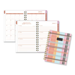AT-A-GLANCE® Cher Weekly/Monthly Planner, Plaid Artwork, 8.5 x 6.38, Pink/Blue/Orange Cover, 12-Month (Jan to Dec): 2024