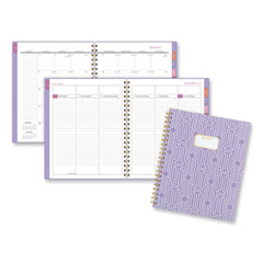 AT-A-GLANCE® Badge Geo Weekly/Monthly Planner, Geometric Artwork, 11 x 9.25, Purple/White/Gold Cover, 13-Month (Jan to Jan): 2024 to 2025