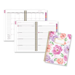 AT-A-GLANCE® Badge Floral Weekly/Monthly Planner, Floral Artwork, 8.5 x 6.38, White/Multicolor Cover, 13-Month (Jan to Jan): 2024 to 2025