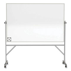 Reversible Magnetic Hygienic Porcelain Whiteboard, Satin Aluminum Frame/Stand, 96 x 48, White Surface