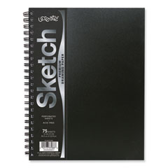 UCreate Poly Cover Sketch Book, 43 lb Cover Paper Stock, Black Cover, 75 Sheets per Book, 12 x 9 Sheets