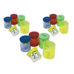 Eisen Pencil Sharpeners, Two-Hole, 1.5 x 1.75, Assorted Colors, 12/Pack
