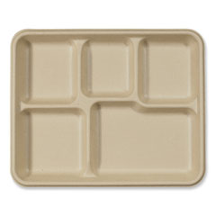 World Centric® Fiber Trays, 5-Compartment, 8.5 x 10.24 x 1.01, Natural, Paper, 400/Carton