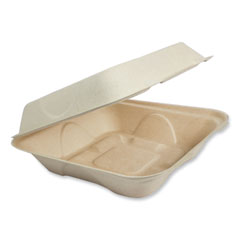 World Centric® Fiber Hinged Containers, 1-Compartment, 7 x 8.3 x 3.2, Natural, Paper, 300/Carton