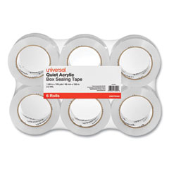 Universal® Quiet Tape Box Sealing Tape, 3" Core, 1.88" x 109 yds, Clear, 6/Pack