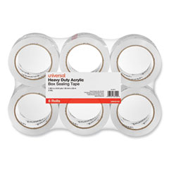 Universal® Heavy-Duty Acrylic Box Sealing Tape, 3" Core, 1.88" x 54.6 yds, Clear, 6/Pack