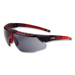 Honeywell Uvex™ Avatar Safety Glasses, Black/Red Polycarbonate Frame, Gray Polycarbonate Lens