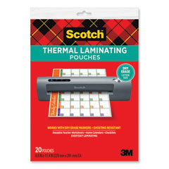 Scotch™ Laminating Pouches, 3 mil, 8.9 x 11.4, Clear, 20/Pack