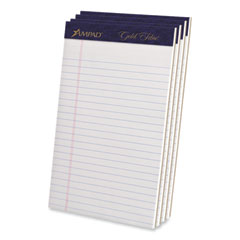 Ampad® Gold Fibre Writing Pads, Narrow Rule, 50 White 5 x 8 Sheets, 4/Pack