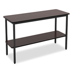 Iceberg OfficeWorks One-Shelf Utility Table, Rectangular, 47.25" x 17.7" x 29.5", Walnut Top, Black Base/Legs