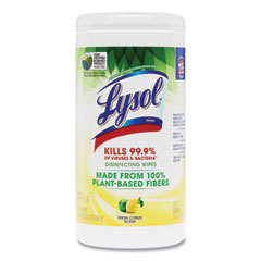 LYSOL® Brand Disinfecting Wipes II Fresh Citrus, 1-Ply, 7 x 7.25, White, 70 Wipes/Canister, 6 Canisters/Carton