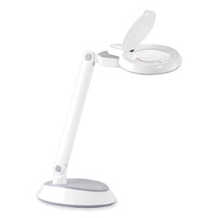 Space-Saving LED Magnifier Desk Lamp, 14" High, White
