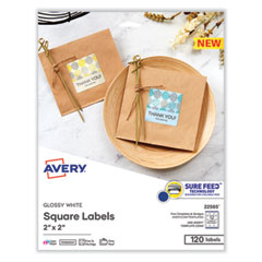 Avery® Laser/Inkjet Media Labels, Inkjet/Laser Printers, 2 x 2, White, 12 Labels/Sheet, 10 Sheets/Pack