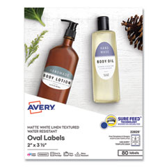 Avery® Oval Print-to-the-Edge Labels, 2 x 3.33, White, 8/Sheet, 10 Sheets/Pack