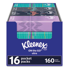 Kleenex® On The Go Packs Facial Tissues, 3-Ply, White, 10/Pouch, 16 Pouches/Pack, 6 Packs/Carton