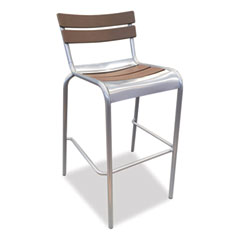JMC Furniture Elcano Series Barstool, Outdoor-Seating, Supports Up to 300 lb, 29" Seat Height, Brown/Silver Seat, Brown Back, Silver Base