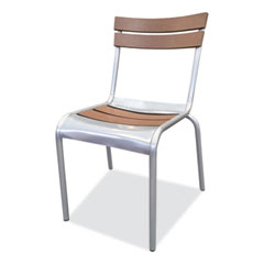 JMC Furniture Elcano Series Side Chair, Outdoor-Seating, Supports Up to 300 lb, 20" Seat Height, Brown/Silver Seat, Brown Back, Silver Base