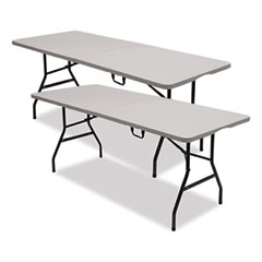 Bifold Resin Folding Table, Rectangular, 70.9" x 29.1" x 30", White Granite Top, Gray Base/Legs, 2/Pack