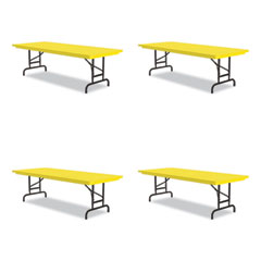 Adjustable Folding Tables, Rectangular, 72" x 30" x 22" to 32", Yellow Top, Black Legs, 4/Pallet