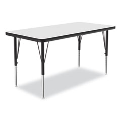 Markerboard Activity Tables, Rectangular, 48" x 24" x 19" to 29", White Top, Black Legs, 4/Pallet