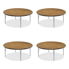 Height Adjustable Activity Tables, Round, 60" x 19" to 29", Medium Oak Top, Gray Legs, 4/Pallet, Ships in 4-6 Business Days