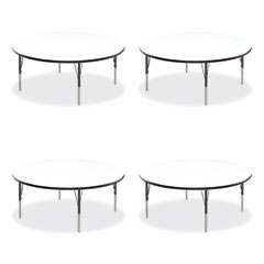 Markerboard Activity Tables, Round, 60" x 19" to 29", White Top, Black/Silver Legs, 4/Pallet