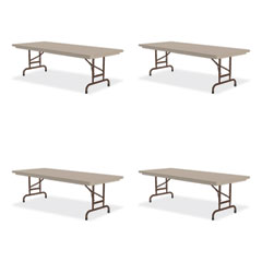 Adjustable Folding Tables, Rectangular, 60" x 30" x 22" to 32", Mocha Top, Brown Legs, 4/Pallet