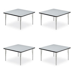 Adjustable Activity Tables, Square, 48" x 48" x 19" to 29", Gray Top, Silver Legs, 4/Pallet