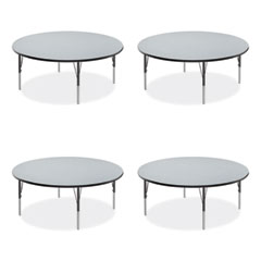 Height Adjustable Activity Table, Round, 60" x 19" to 29", Gray Granite Top, Black Legs, 4/Pallet