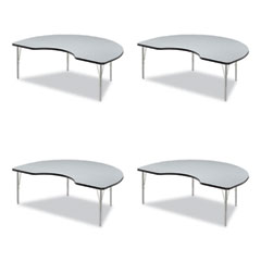 Adjustable Activity Tables, Kidney Shaped, 72" x 48" x 19" to 29", Gray Top, Black Legs, 4/Pallet