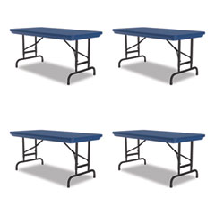 Correll® Adjustable Folding Table, Rectangular, 48" x 24" x 22" to 32", Blue Top, Black Legs, 4/Pallet, Ships in 4-6 Business Days