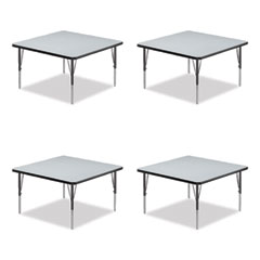 Adjustable Activity Tables, Square, 48" x 48" x 19" to 29", Gray Top, Black Legs, 4/Pallet