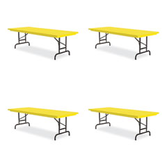 Adjustable Folding Tables, Rectangular, 60" x 30" x 22" to 32", Yellow Top, Black Legs, 4/Pallet
