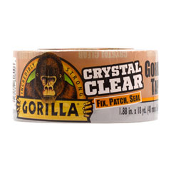 Gorilla® Crystal Clear Tape, 3" Core, 1.88" x 18 yds