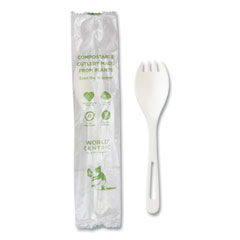 World Centric® TPLA Compostable Cutlery, Spork, White, 750/Carton