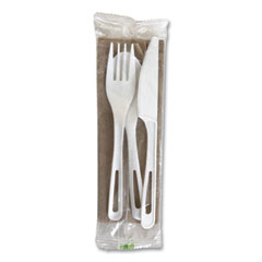 World Centric® TPLA Compostable Cutlery, Fork/Knife/Spoon/Napkin, White, 250/Carton