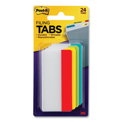 Post-it® Tabs Solid Color Tabs, 1/3-Cut, Assorted Colors, 3" Wide, 24/Pack