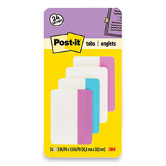 Post-it® Tabs Solid Color Tabs, 1/5-Cut, Assorted Pastel Colors, 2" Wide, 24/Pack