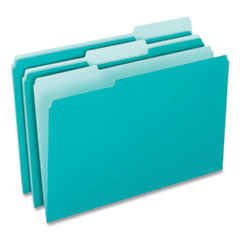 Pendaflex® Interior File Folders, 1/3-Cut Tabs: Assorted, Letter Size, Aqua, 100/Box