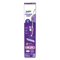 Swiffer® PowerMop Starter Kit, 15.4 x 5.3 White/Purple Cloth Head, 26" Silver Aluminum Handle