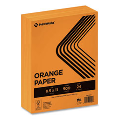 PrintWorks® Professional Color Paper, 24 lb Text Weight, 8.5 x 11, Orange, 500/Ream