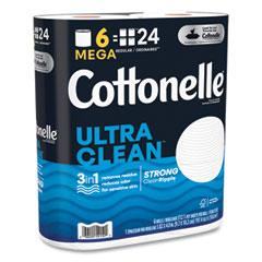 Cottonelle® Ultra CleanCare Toilet Paper, Strong Tissue, Mega Rolls, Septic Safe, 1-Ply, White, 284/Roll, 6 Rolls/Pack, 36 Rolls/Carton