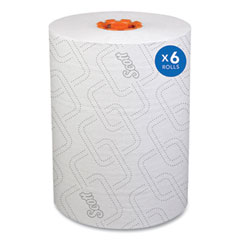 Scott® Slimroll Towels, 1-Ply, 8" x 580 ft, White/Orange Core, 6 Roll/Carton