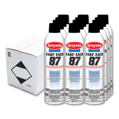 Sprayway® Fast Tack 87 General Purpose Mist Adhesive, 13 oz Aerosol Spray, Dries White, Dozen