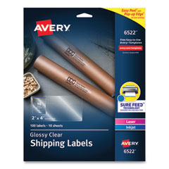 Avery® Glossy Clear Easy Peel® Mailing Labels with Sure Feed® Technology