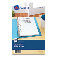 Avery® Mini Size Binder Filler Paper, 7-Hole Side Punched, 5.5 x 8.5, College Rule, 100/Pack