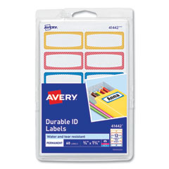 Avery® Avery Kids Handwritten Identification Labels, 1.75 x 0.75, Borders: Blue, Orange, Yellow, 12 Labels/Sheet, 5 Sheets/Pack