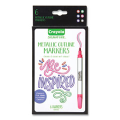 Crayola® Signature Metallic Outline Paint Markers, Bullet Tip, Assorted Colors, 6/Pack