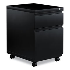 Alera® File Pedestal with Full-Length Pull, Left or Right, 2-Drawers: Box/File, Legal/Letter, Black, 14.96" x 19.29" x 21.65"